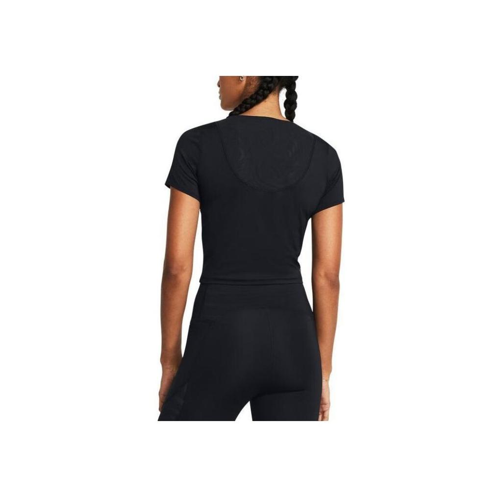 Under Armour Vanish Elite Vent Solid Color Round Neck Short Casual Short Sleeve T-Shirt Women Tops Black 1383639-001