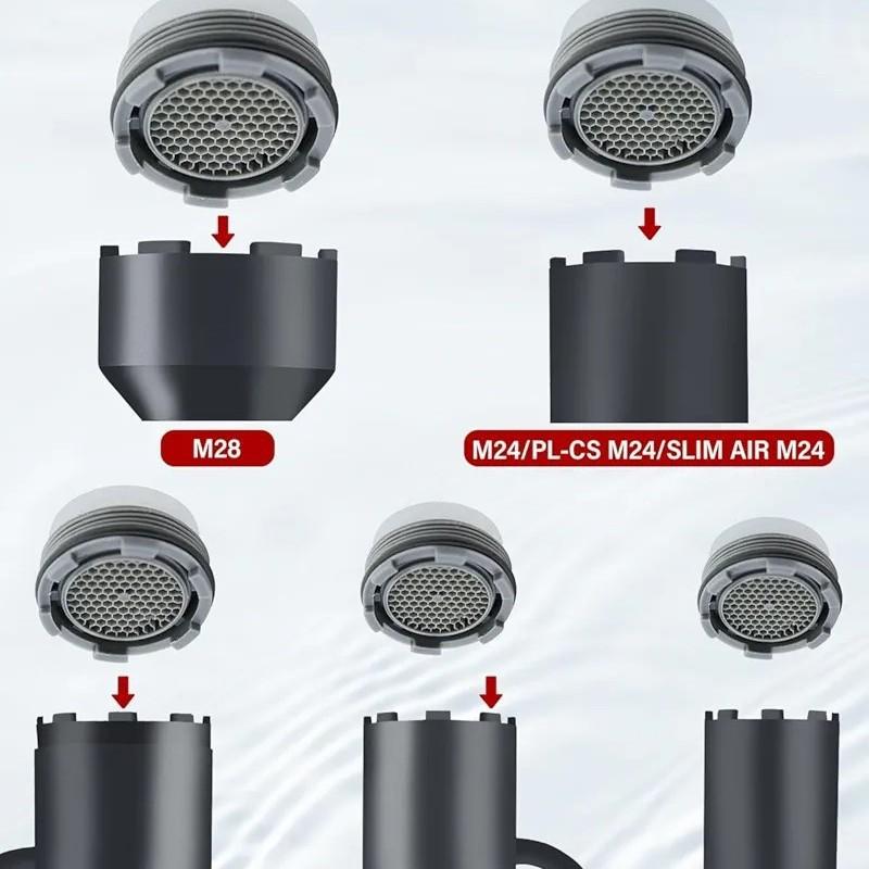 1 Stück Wasserhahn-Perlator-Schlüssel 10 in 1 ABS Wasserhahn-Perlator-Entfernungswerkzeug für Gewinde-Perlatoren/Perlatoren mit Gehäuse, Schnittkante & Rund