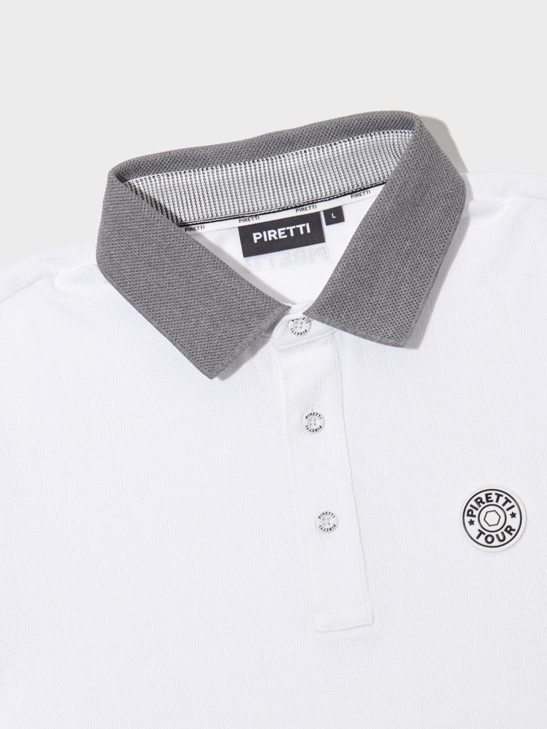 PIRETTI Matera P-Gram Jacquard Polo Shirt M_White