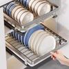 Stainless Steel Pull-out Dish Rack Large Dish Drainer Storage Rack  Under Cabinet