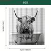 Grey Highland Cow Shower Curtain Set Get Naked Design-   With Hooks Waterproof Mildew Proof Easy Install Washable