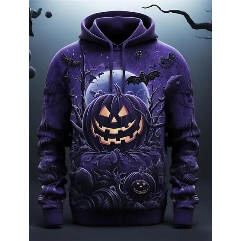 Felpa con cappuccio viola zucca di Halloween pullover stampa pattern coppia uomo donna carnevale di Halloween festa costume casual quotidiano