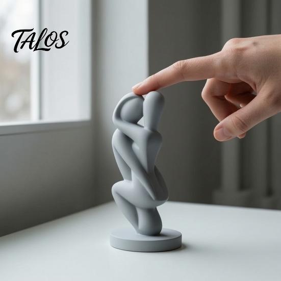 Easy Care Sculpture 3D Printed Hugging Couple Sculpture, Abstract Embrace Figurine with Smooth Curves, Minimalist Statue Embracing Design Stable Base,