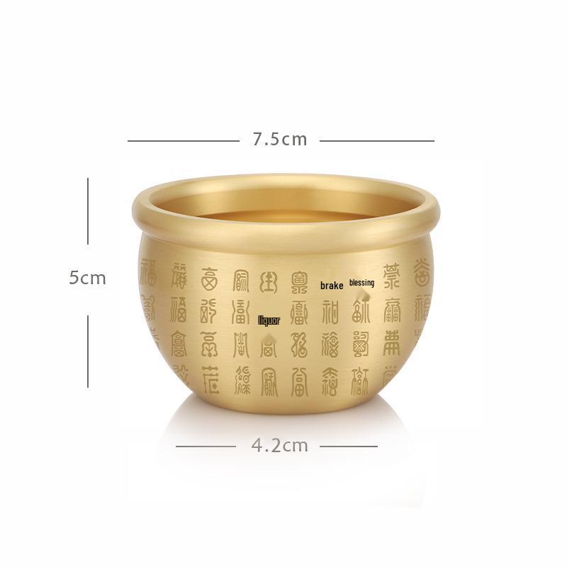 Feng Shui Brass Copper Pot: Home Decor with Hundred Blessings Cup & Rice Jar Ashtray Treasure Basin