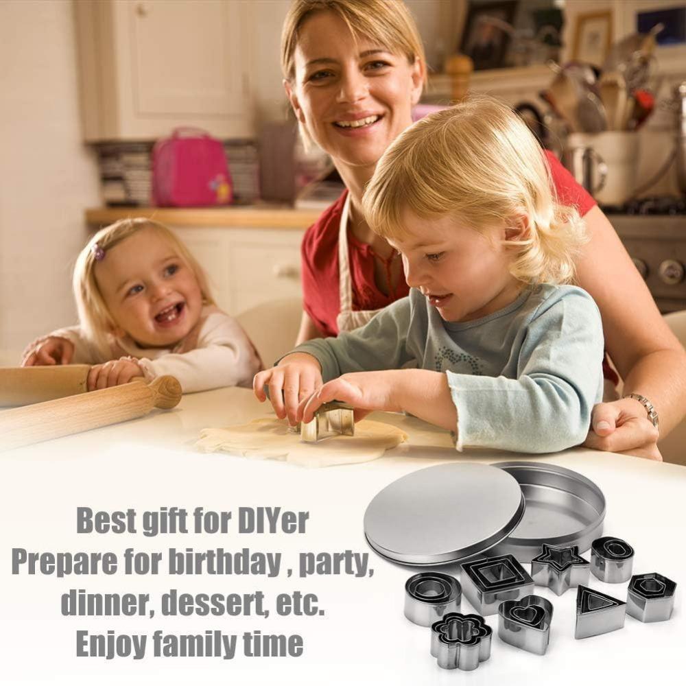 Mini Cookie Cutters Set Small Heart Star Flower Round Square Hexagon Oval Diamond - 24/30Pcs Stainless Steel Cookie Cutters