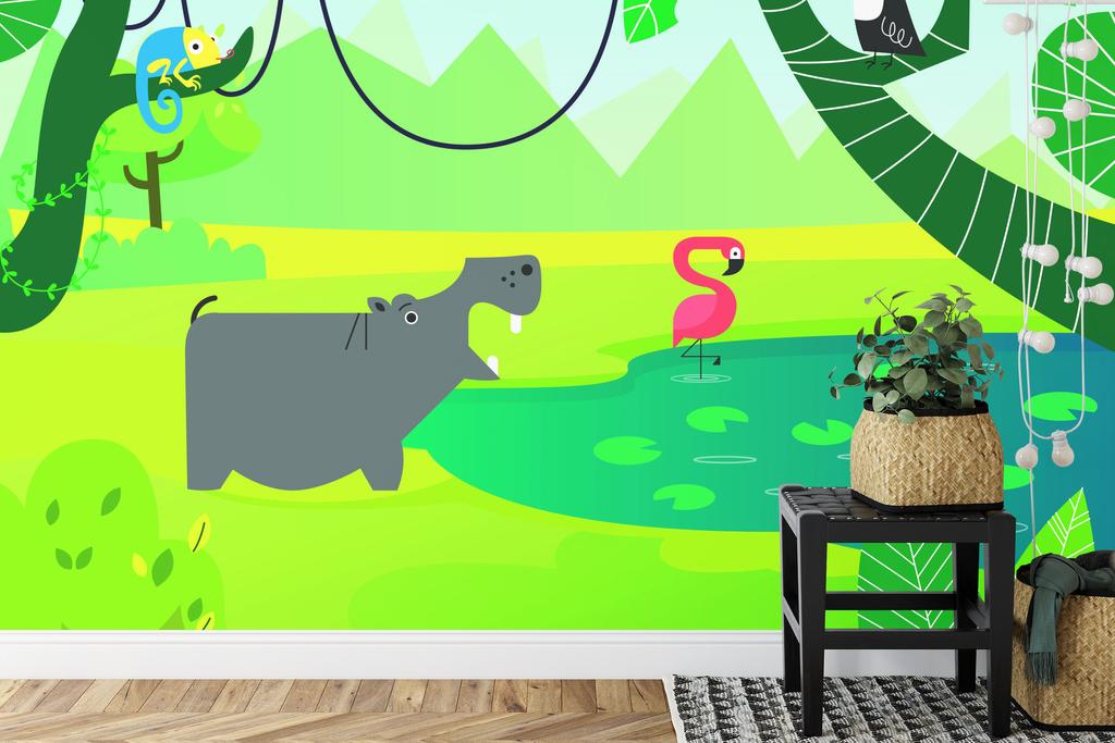 Photomural At The Watering Hole Iq-1360 Self-Adhesive Mural 180x120