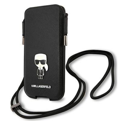 Etui Do iPhone 12 Karl Lagerfeld Saffiano Ikonik Czarne