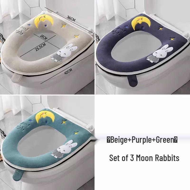 Universal Waterproof Zippered Toilet Seat Cushion - Cute, Thickened, and All-Season