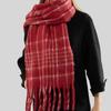 Wool blended high-end scarf Ankola red plaid scarf women's winter atmosphere versatile scarf