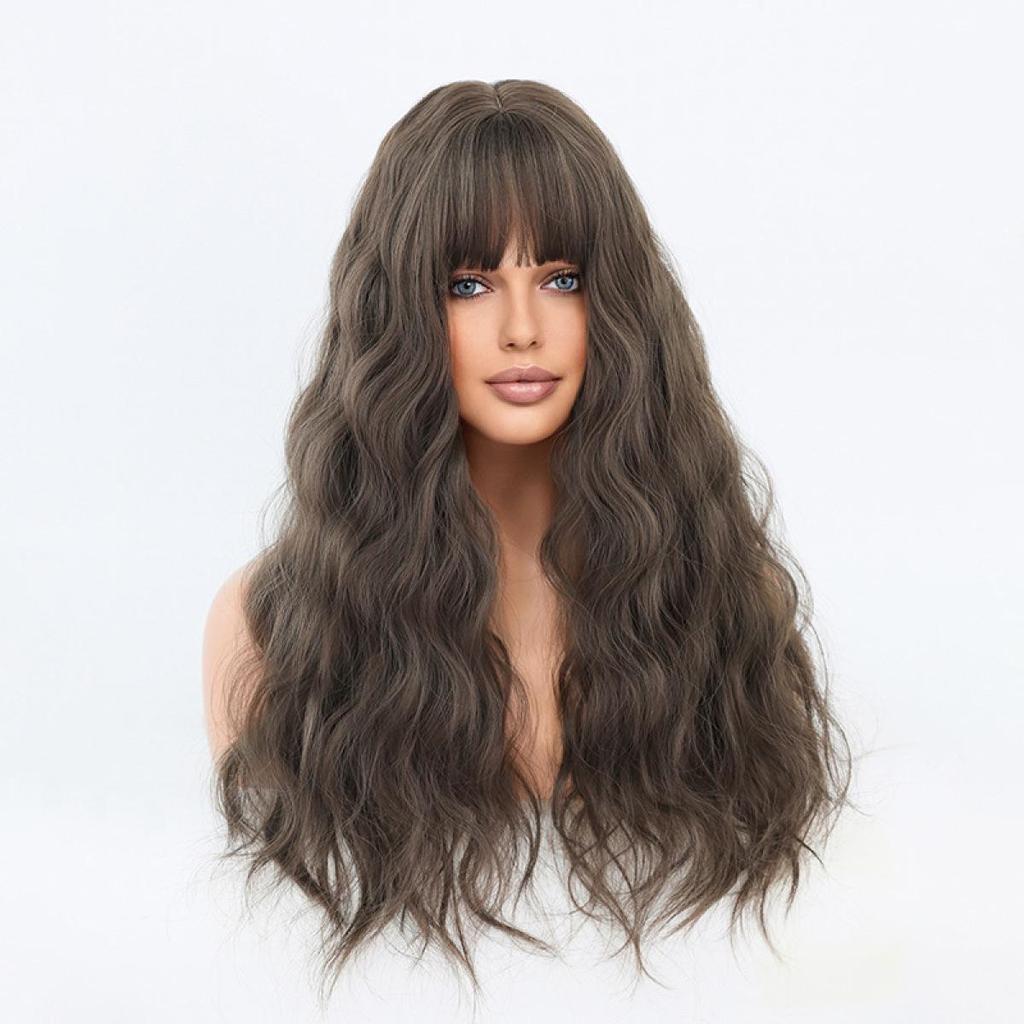 Women's 68cm Wig Simulated Hair Long Curly Hair Black and Gold Hair Rose Hair Net Full Head Cover Headwear Beauty Decoration Wig