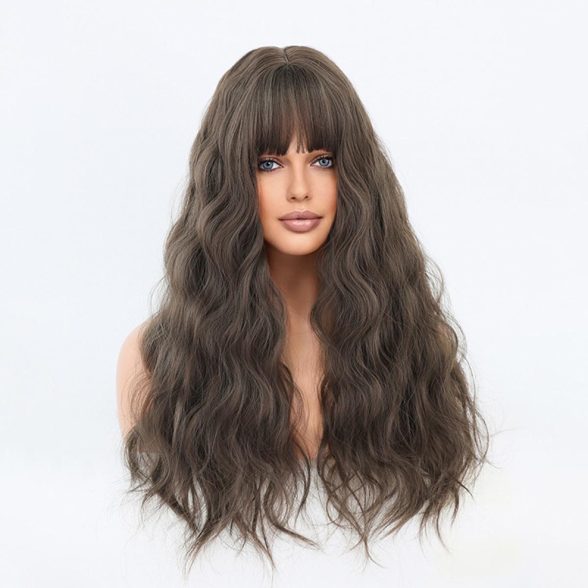 

Женский парик 68 см, искусственные волосы, длинные вьющиеся волосы, черные и золотые волосы, розовая сетка для волос, полный головной убор, украшение для красоты, парик 68cm 26inch бистр коричневый