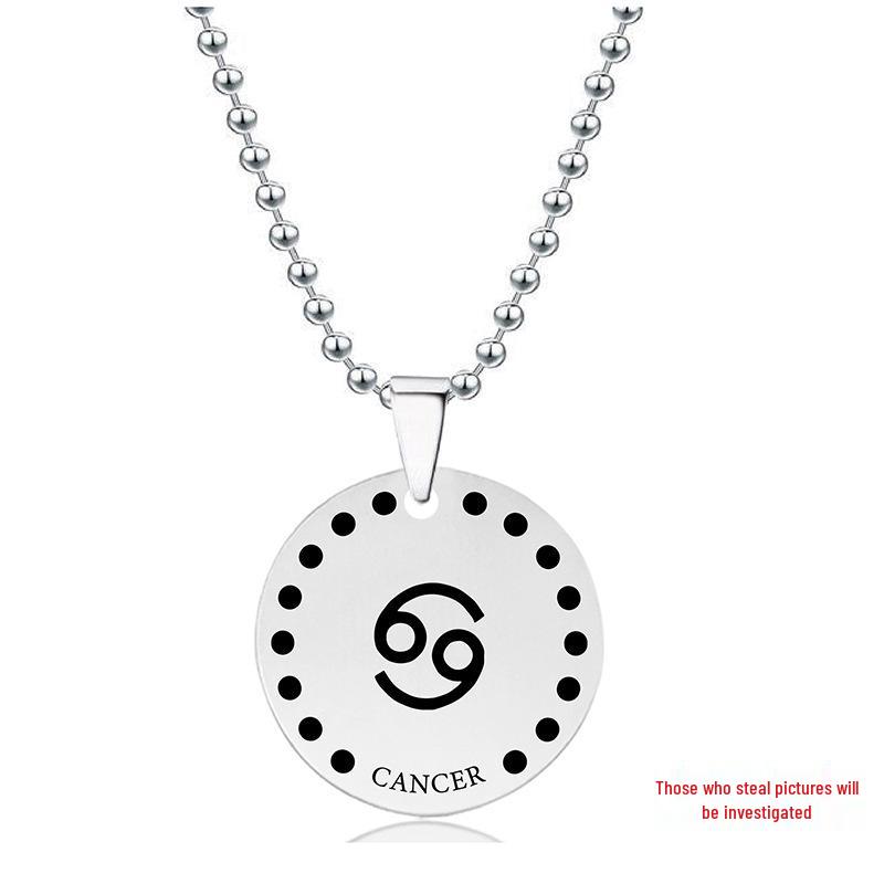 Engraved Twelve Constellations Stainless Steel Pendant Necklace - Christmas Gift