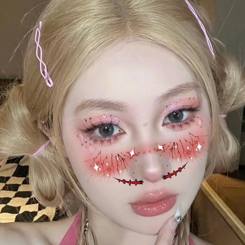 10 Stück Halloween Vampir Fledermaus Falsche Sommersprossen Temporäre Tattoo Aufkleber Für Kind Frau Heißfolienprägung Sommersprossen Make-up Party Gesichts-Make-up