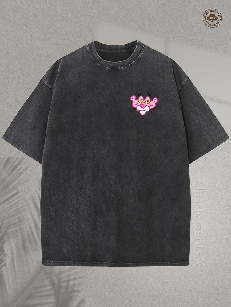 Wash Cotton High Quality Cotton Double-sided Printed T-shirtPink LeopardHumorCa Unisex T-Shirt M