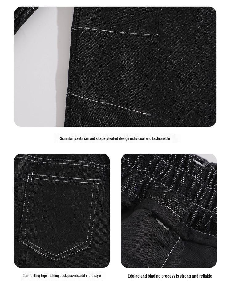 2025 Autumn Boys' American Trend Raw Denim Slimming Jeans - Loose, Straight Leg Pants