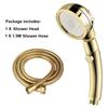 Golden 3 Modes High Pressure Shower Head Set With Hose and Holder Large Flow Rainfall Handheld Shower Faucet Bathroom Accessoies