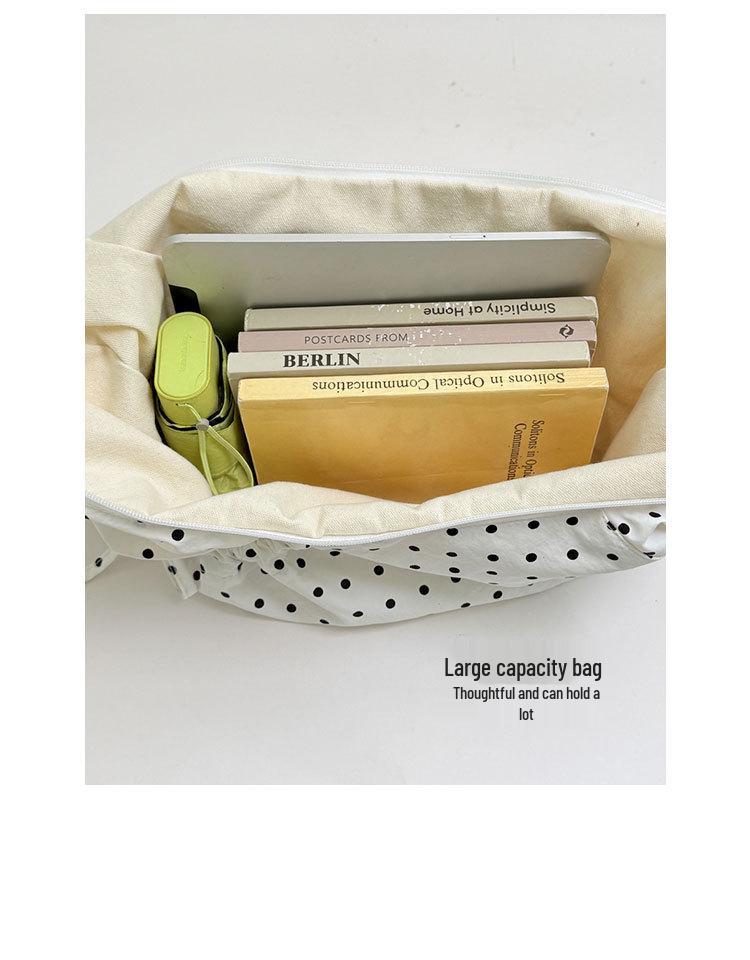 Women's Polka Dot Pleated Crescent Bag