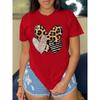 Plus Size Women's Red Love Summer Print Oversized Loose Casual Round Neck Short Sleeved T-shirt Top