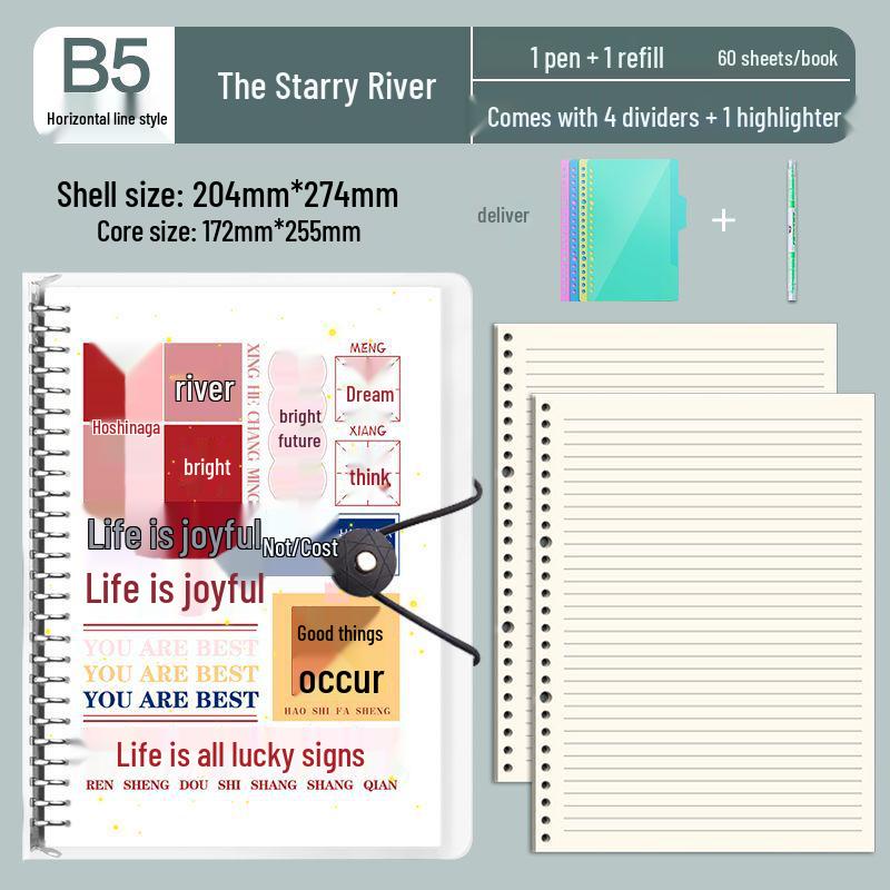 B5 Detachable Coil Ring Binder Thickened Notebook - High Aesthetic Ins Style