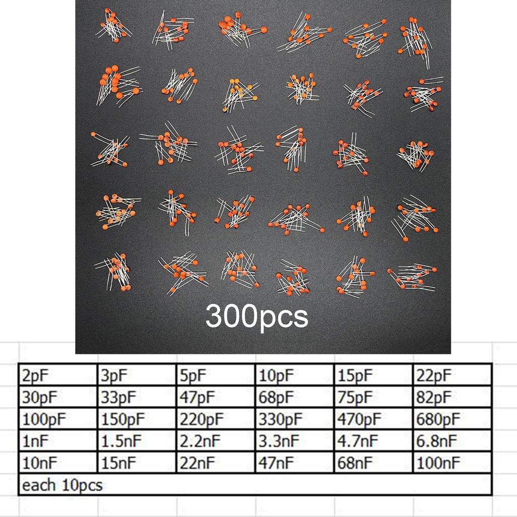 300pcs Ceramic Assortment Values Electronic Components
