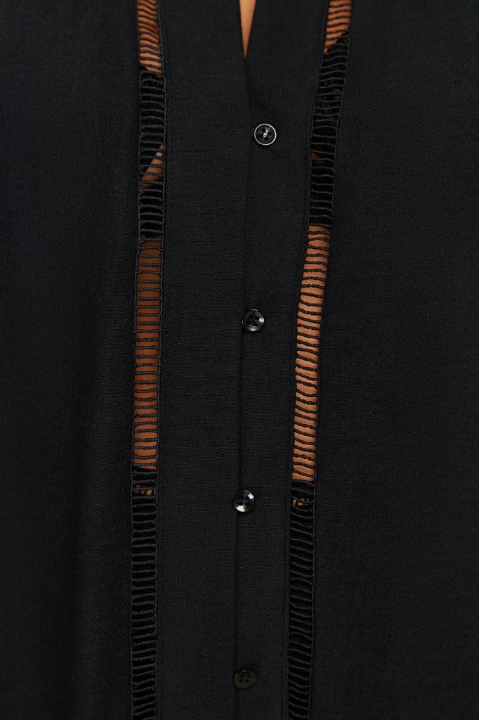 Women's Fashion New Plus Big Size Dress Black V-Neck Flounce Hem Beach Dress