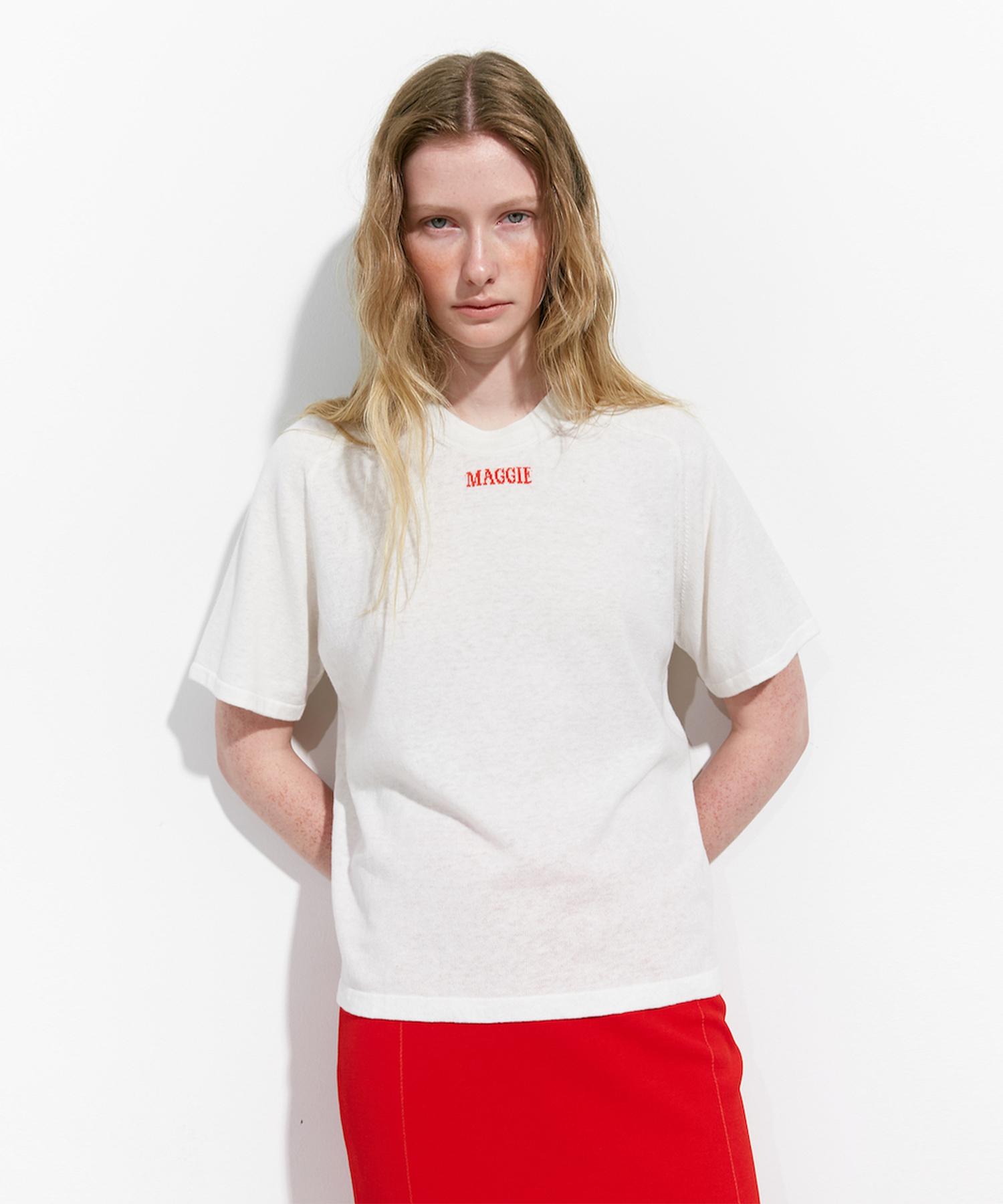 Maggie Linen Logo Pullover (White) White