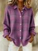 Women's Casual Plaid Long Sleeve Lapel Shirt Cardigan