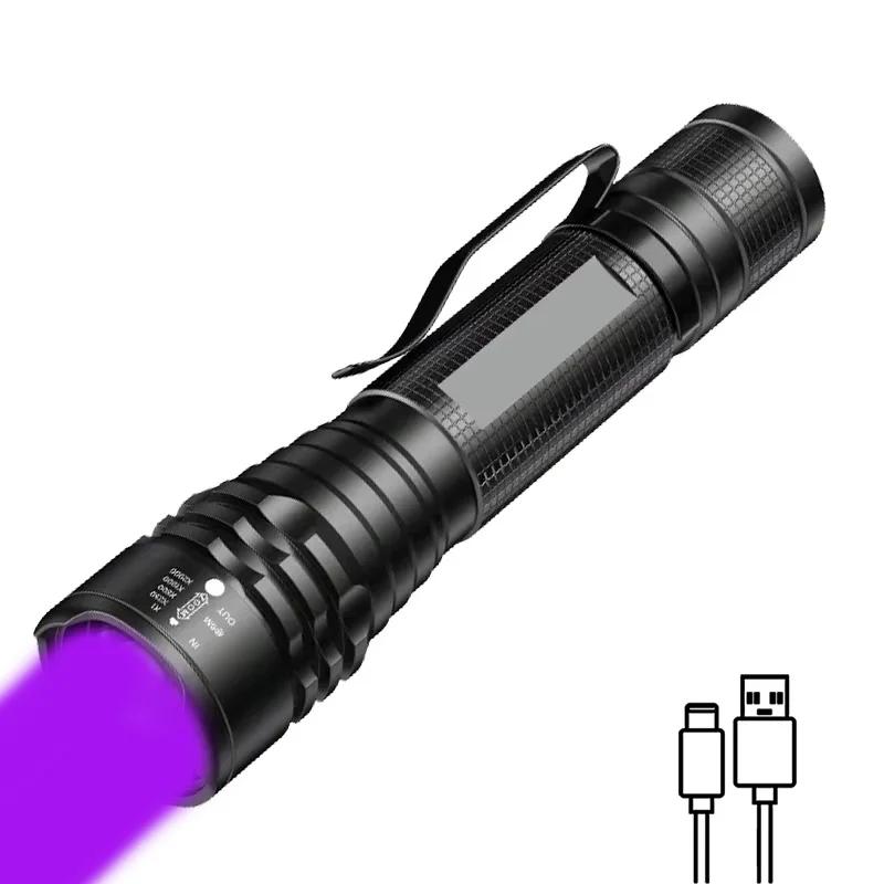 395NM UV Flashlight LED Ultraviolet Torch Zoomable Ultra Violet Lights Inspection Lamp Pet Urine Stain Detector Tools Lantern