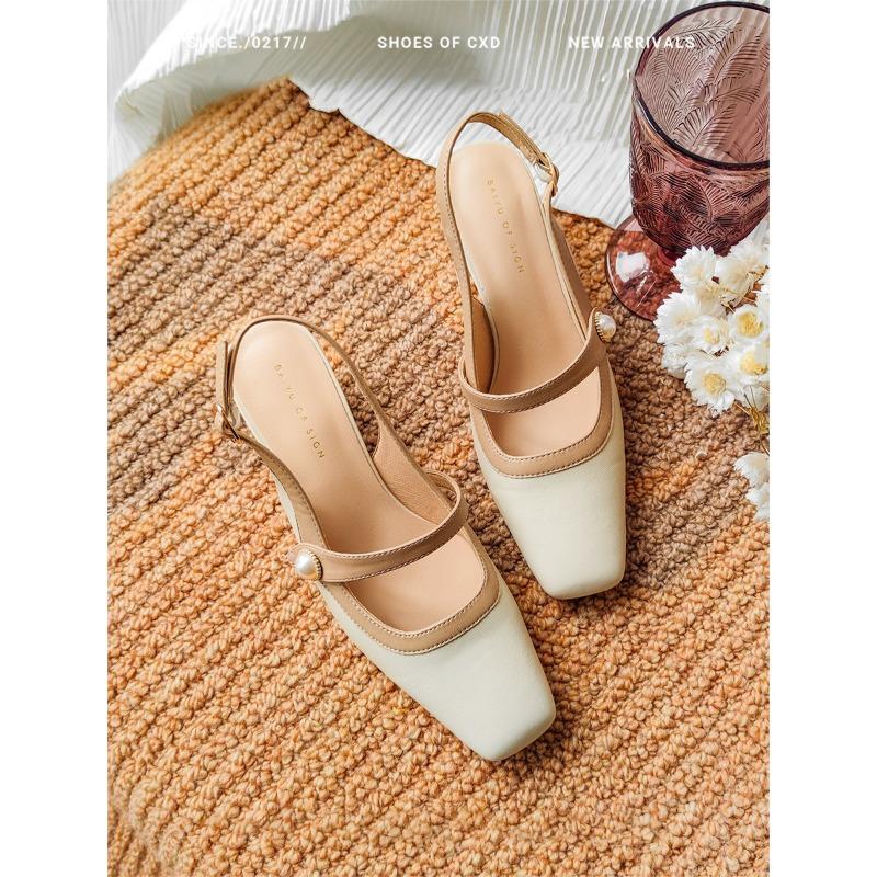 Evening high heels small heels white cheongsam single shoes thick heel bag head sandals women Mary Jane bridesmaid shoes summer