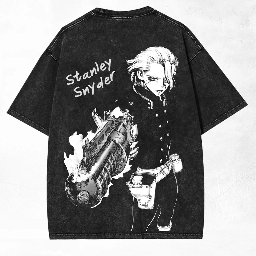 Dr.STONE Anime Graphic Tshirt Manga Vintage Y2k Washed T-shirt For Men's Clothing Oversized High Quality Pure Cotton Tee Tops