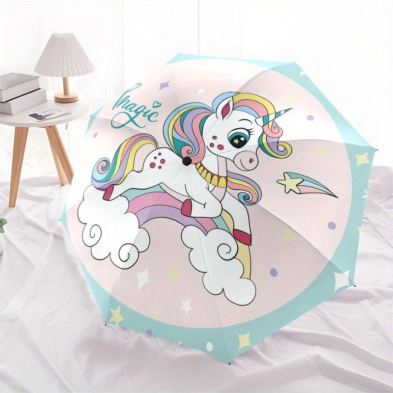 Magical Unicorn Cloud Sticker Decal for Kids Room DecorUmbrella, Portable 3-Fold Compact Umbrella,Christmas Gift ES480