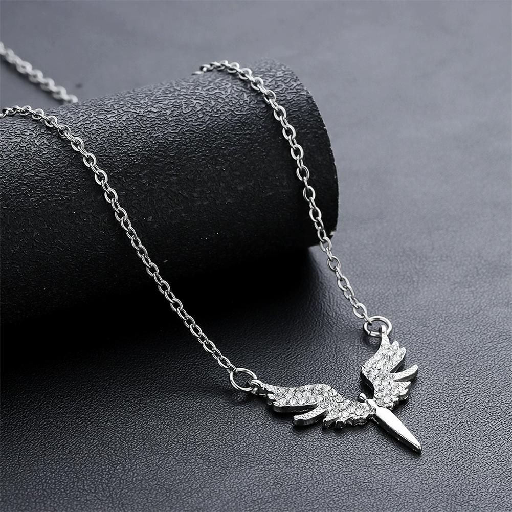 Fashion Shiny Rhinestone Angel Wing Necklace Niche Design Pendant Light Luxury Daily Versatile Chain Jewelry Accessories