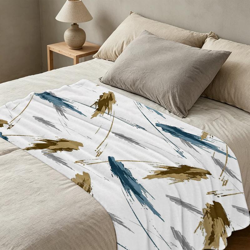 Abstract Art Print Flannel Blanket – Soft Cozy Warm Throw, Ideal for Home, Christmas & Halloween Use