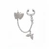 Silver Needle Zircon Butterfly Pendant Earrings Earrings Clips Personalized Design Sense Fashion Exquisite Earrings Light Luxury Premium Earrings