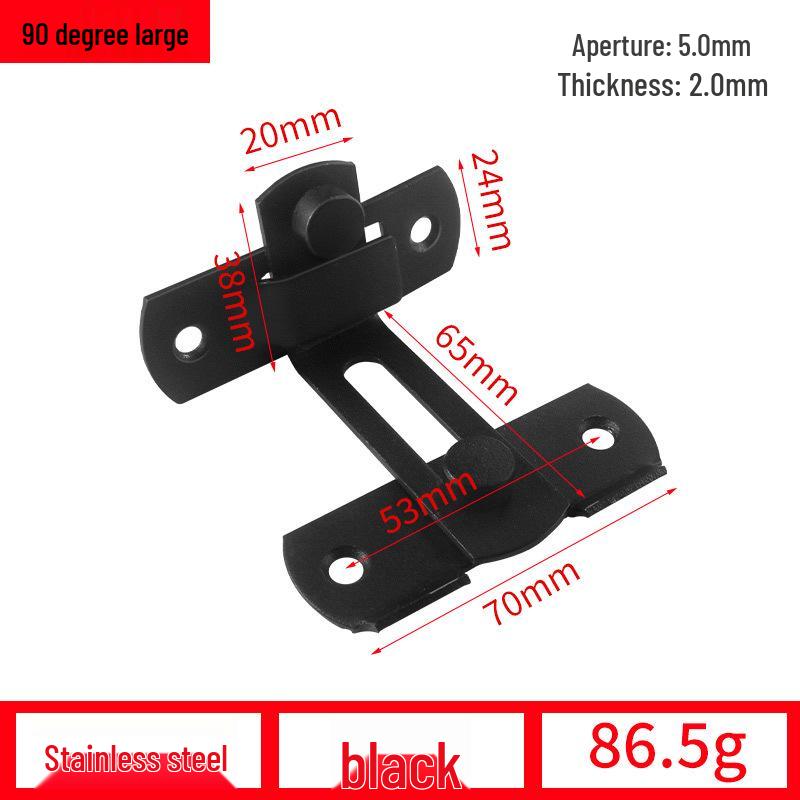 90° Anti-Theft Bathroom Sliding Door Latch Clasp with Old-Fashioned Hinge Bolt