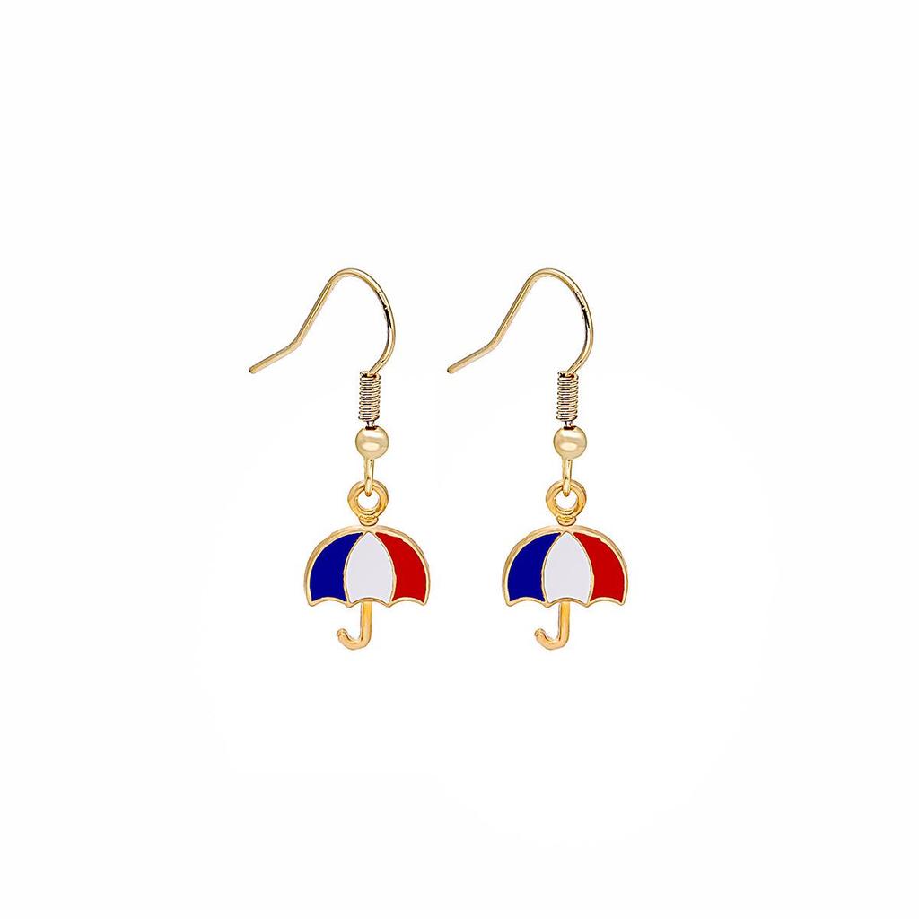 Trendy Geometric American Flag Drip Oil Earrings for Women - Independence Day Ear Cuffs