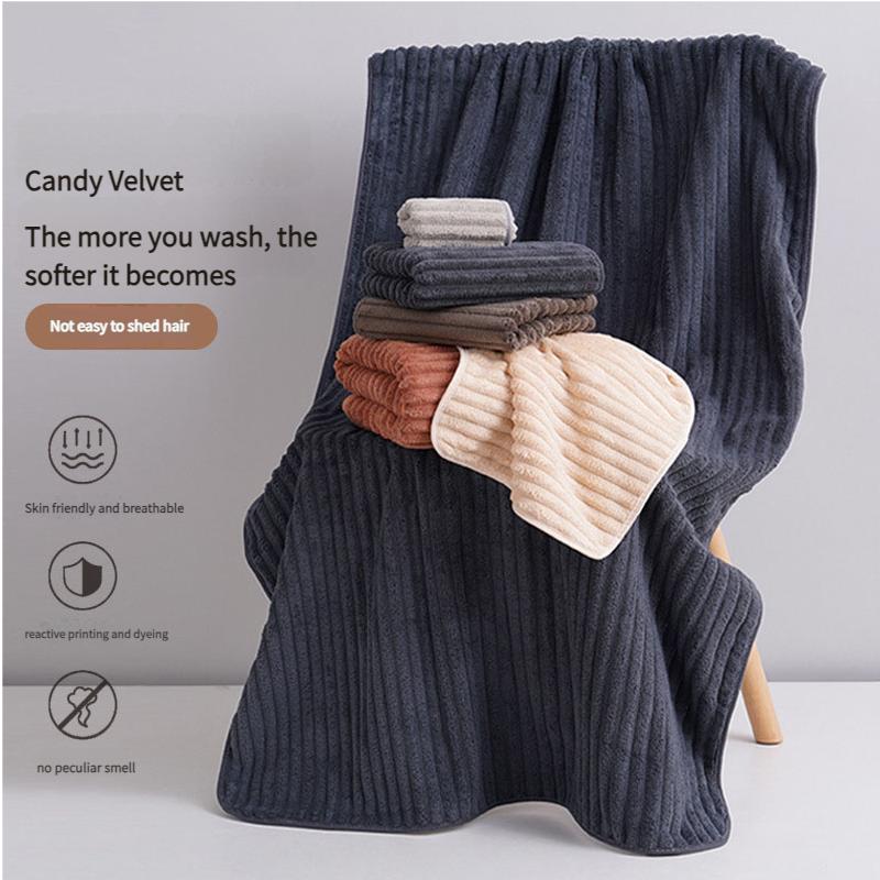 

Coral Fleece Towel Set Quick Dry Multi Size Bath Face Hand Towels Soft Absorbent for Home Travel Shower Use 3pcs сірий