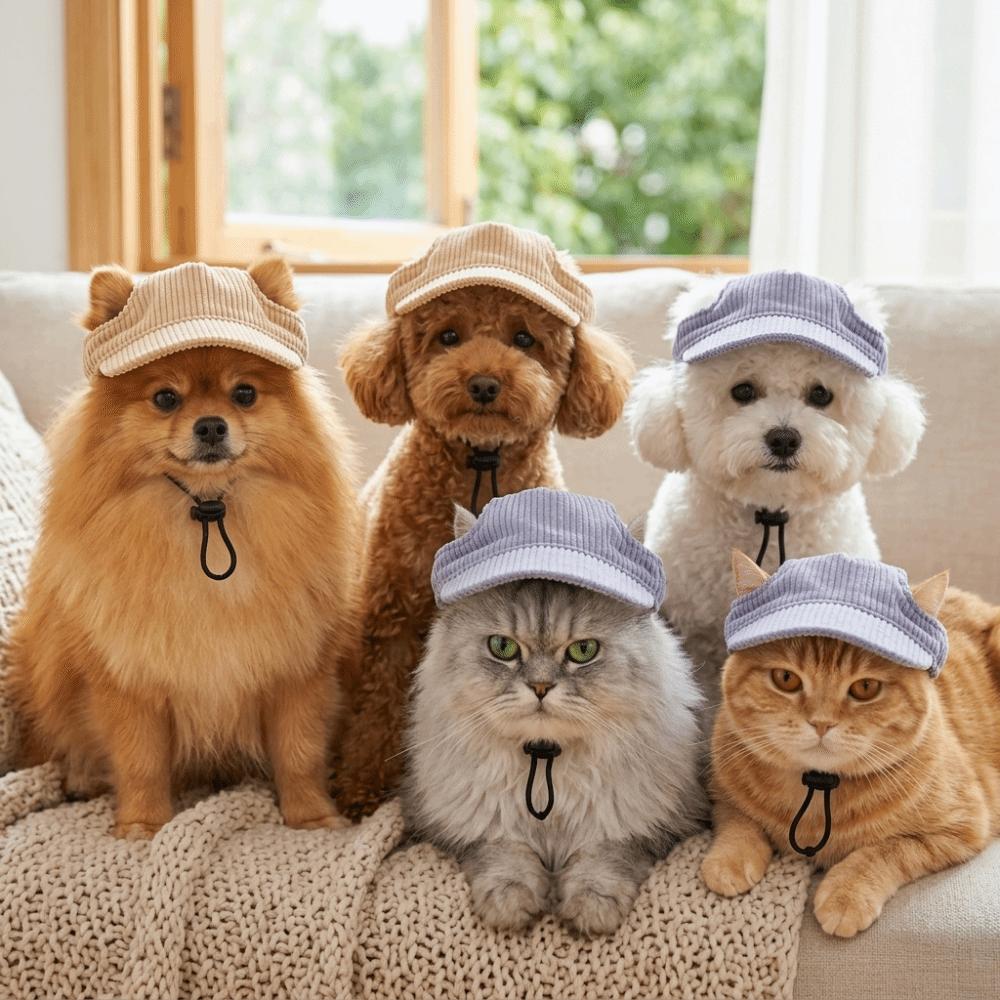 Morbido Tessuto a Coste Cappellino da Baseball per Cane Taglio Aperto per le Orecchie Cappello con Ritaglio per Orecchie Corgi Uscita di Viaggio per Animali Domestici