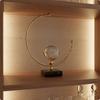 Crystal Ball Contemporary Chic metal Ornament Handcrafted Look Decorative Sphere Feather Leaf C