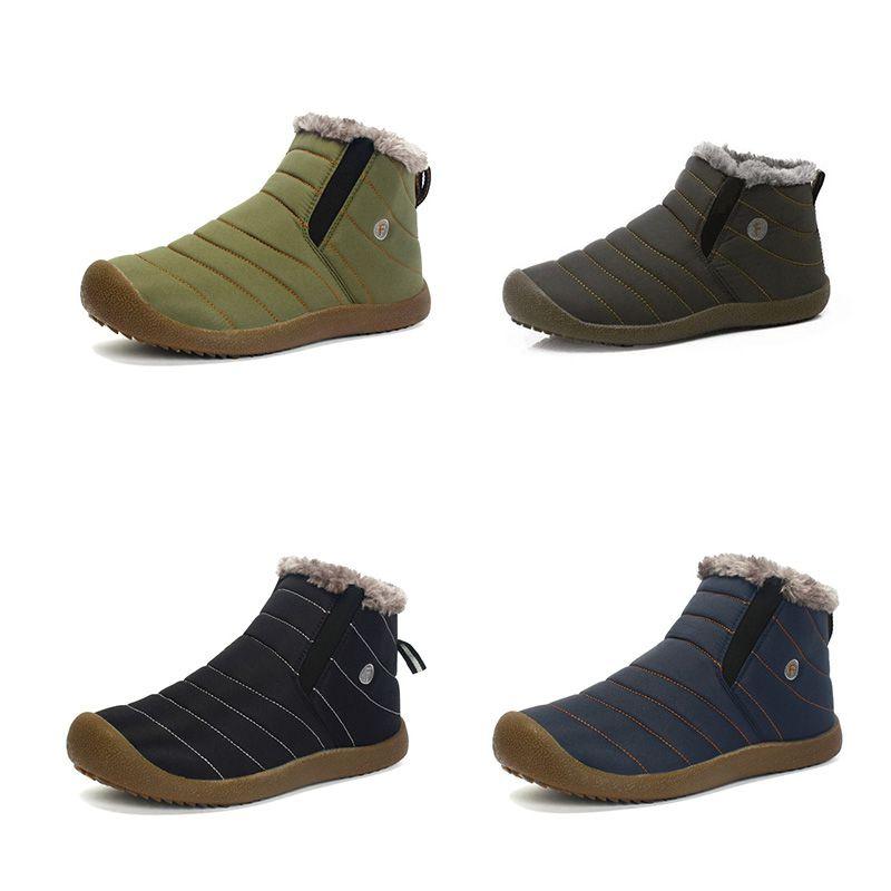 Fashion Men Winter Warm Fur-lined Ankle Snow Boots Shoes Waterproof And Cozy