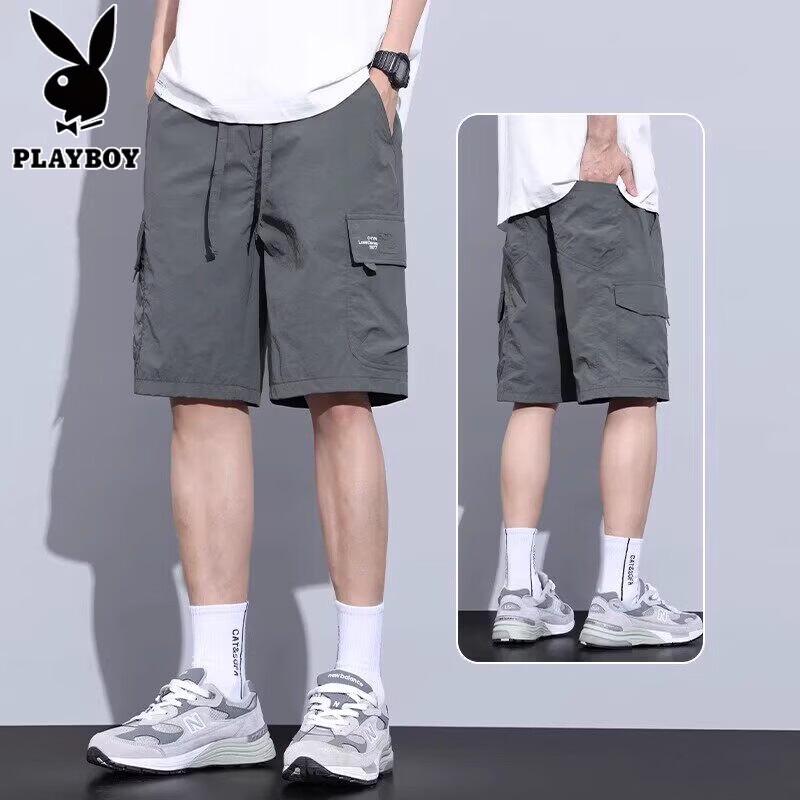 PLAYBOY Men s Ice Silk Quick-Dry Cargo Shorts 5XL