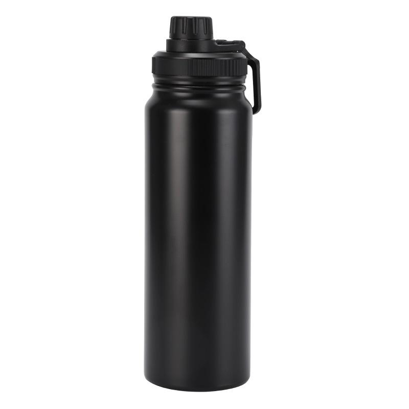 12/18/25/32oz 304 Stainless Steel Insulated Water Bottle, Matte Black Flask with Carry Handle Lid for Sports