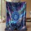 Manchester City Theme Blanket Soft Flannel Blanket Plush Throw Blanket Cozy Sofa Bed Blanket for Home Decor