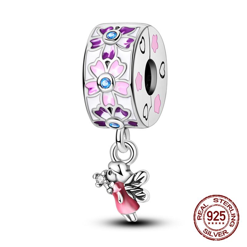 Copper Clasp Copper Cz Pave Clip Charms Daisy Beads Stopper Safety Chain Fit Original Bangle Bracelet Jewelry Clip