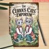 1pc Curious Cats Emporium Metal Sign - 8x12 Inch Iron Wall Decor with Whimsical Garden Design, Vintage-Inspired Cat Illustration