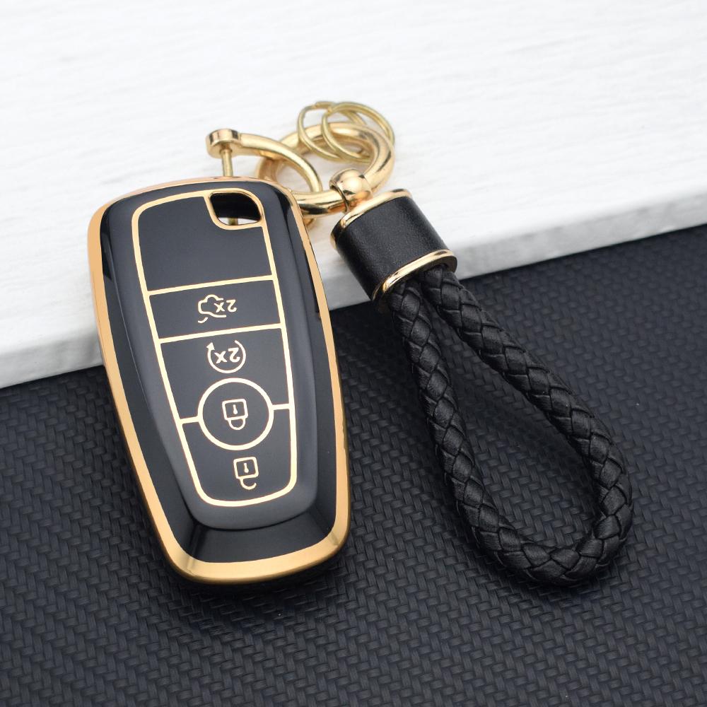 TPU Car Key Case Cover for Ford Fusion Edge Mustang Explorer F150 F250 F350 F450 2/3/4/5 Buttons Key Fob Protector Key Chain Set