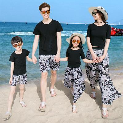 Yingwei 2025 Parent-Child Summer Outfits: Slim Suit for Family of 3 or 4
