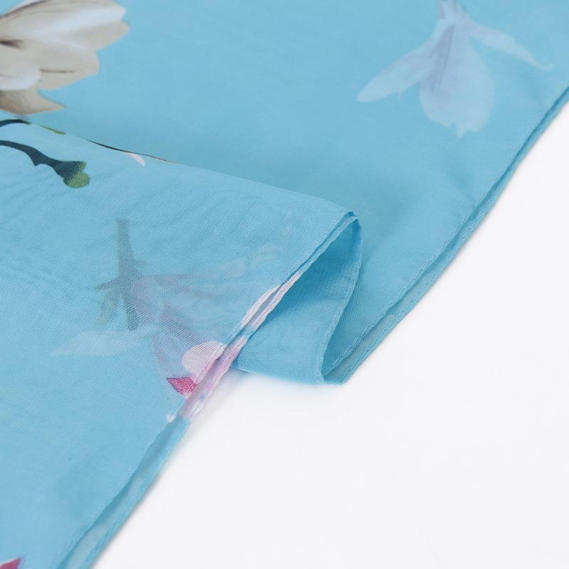Spring and Summer New Magnolia Chiffon Printed Silk Scarf Fashion Thin Women's Scarf Gift