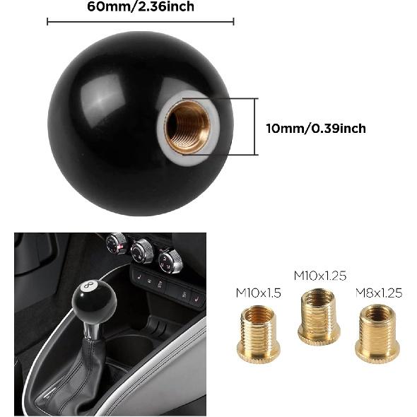Shift Knob Manual Gear,Round Shift Knob Acrylic Gear,4 5 6 Speed Universal Shifter Knobs With 3 Adapters,Fit For Manual Car M 8 * 1.25, M 10 * 1.25,