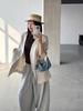 Wang Qizhi Tencel Linen V-Neck Suit Jacket: Women's Short, Loose Cardigan